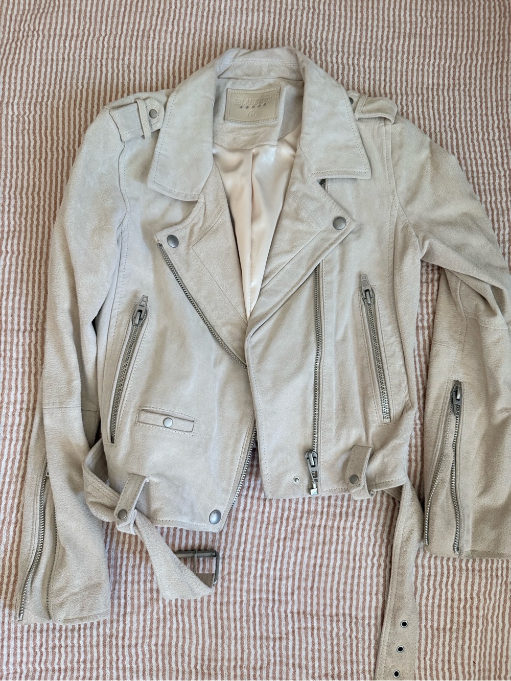 Blank NYC Light Gray Suede Moto Jacket